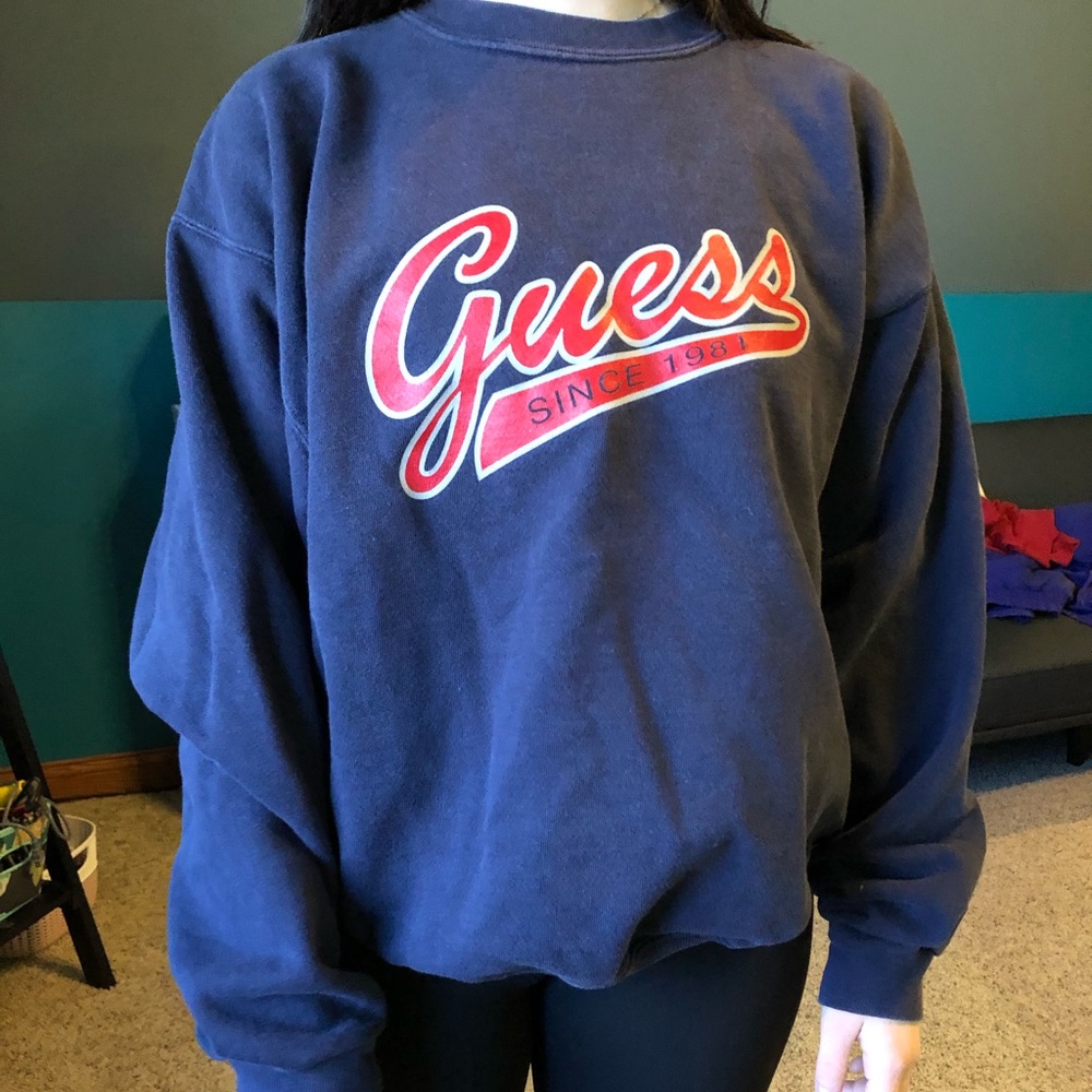 Vintage Guess navy crew neck